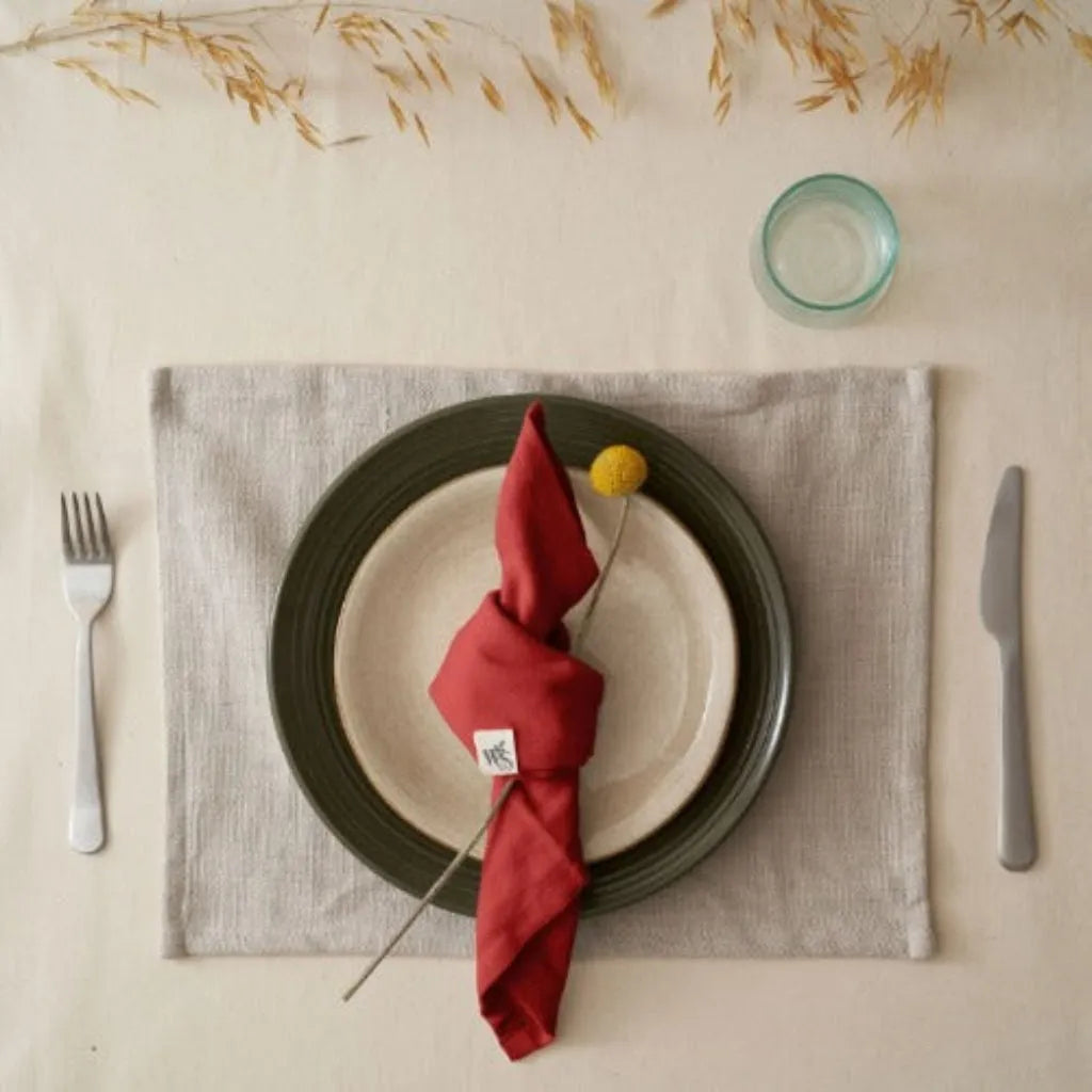 Wild And Stone Organic Cotton Napkins - Blue Green Grey Red Sand - Set of 4 Home & Garden > Linens & Bedding > Table Linen > Cloth Serviettes > Napkins > Organic Cotton Napkins > Blue Green Grey Red Sand Napkins > Set of 4 Napkins emmy-jane-boutique.myshopify.com