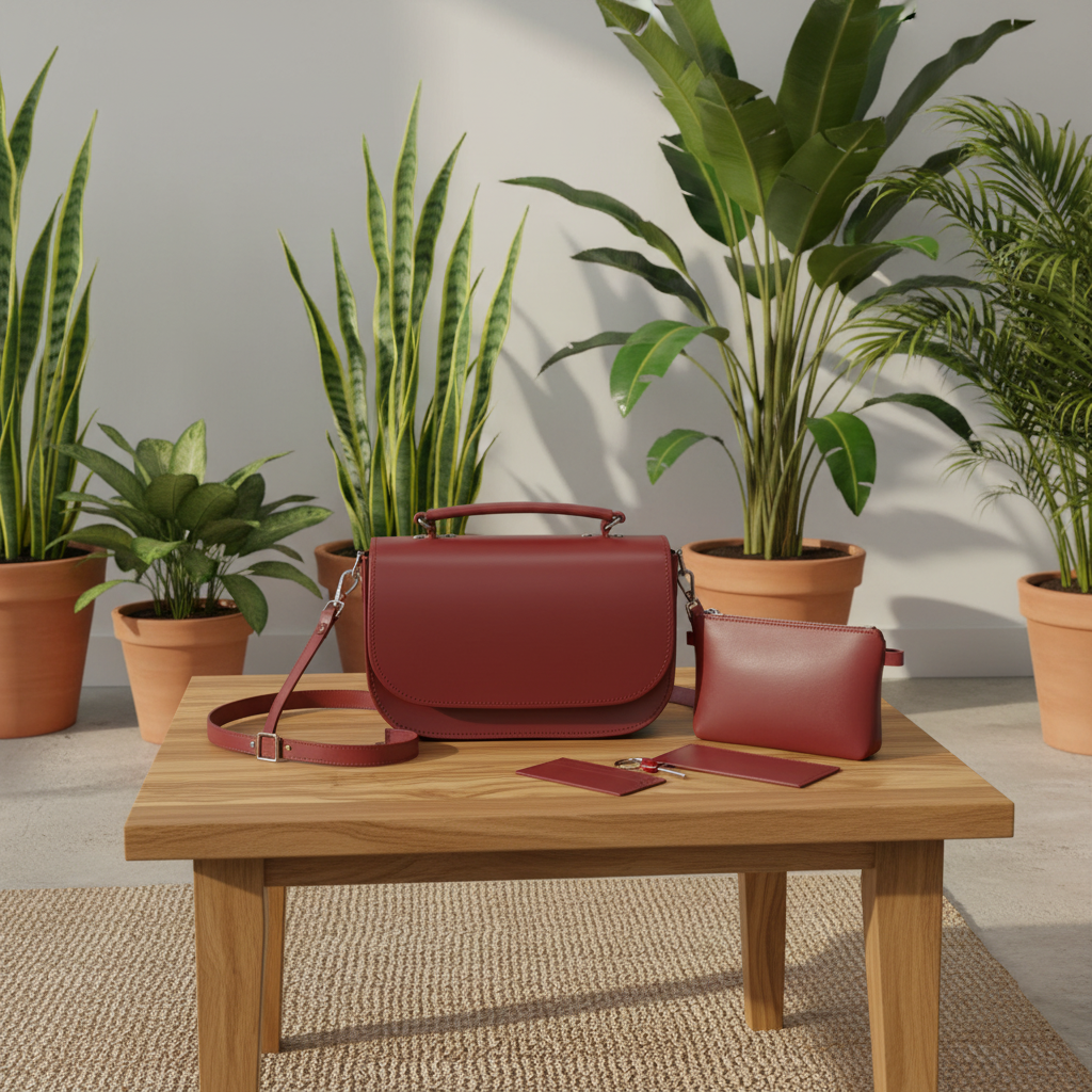 Aura Handmade Leather Bag - Red