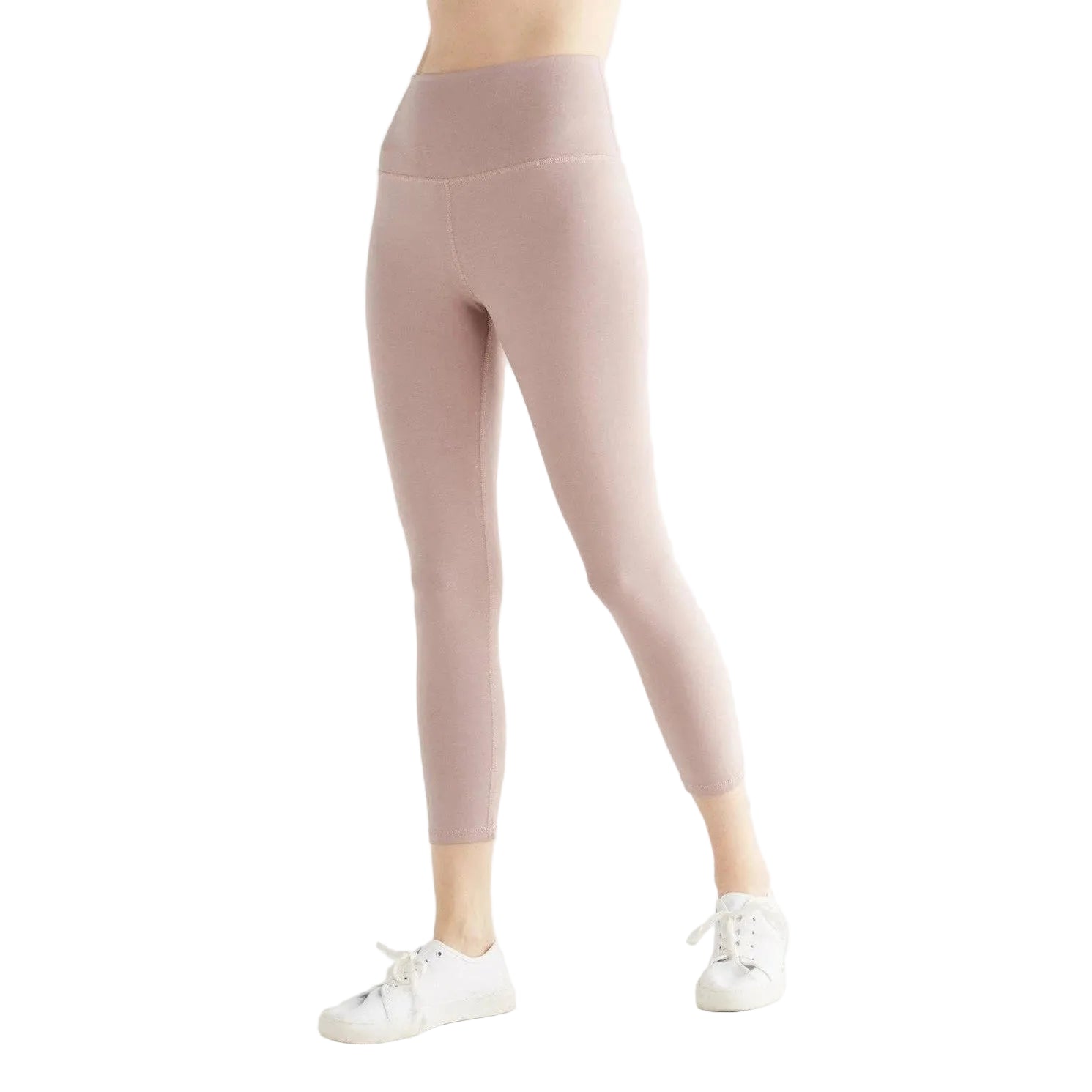 Pink leggings worn by a person on a white background