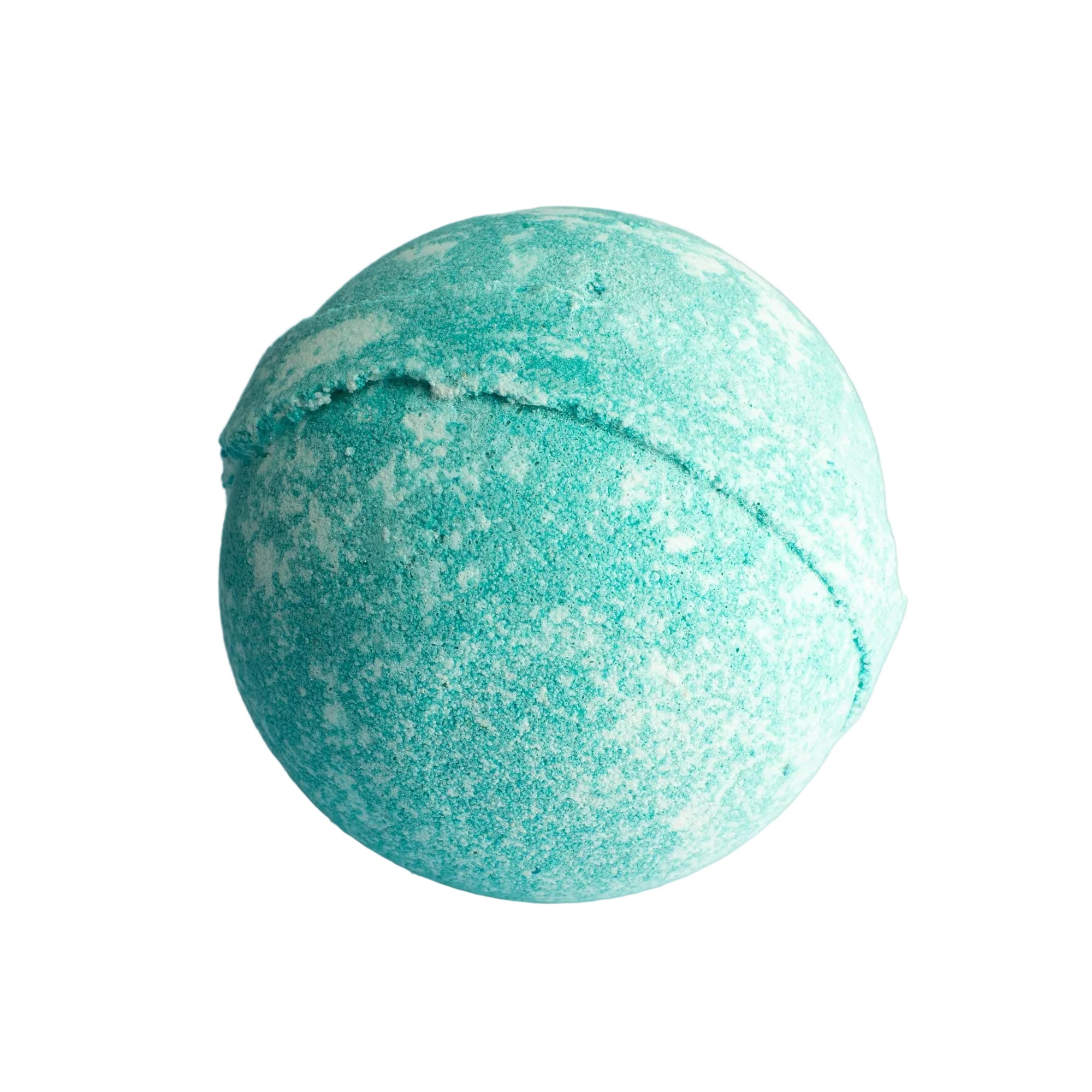 Turquoise bath bomb on a white background