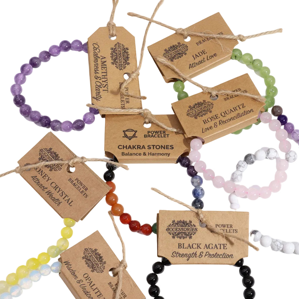 Stretch Beaded Gemstone Bracelet with Crystal Beads