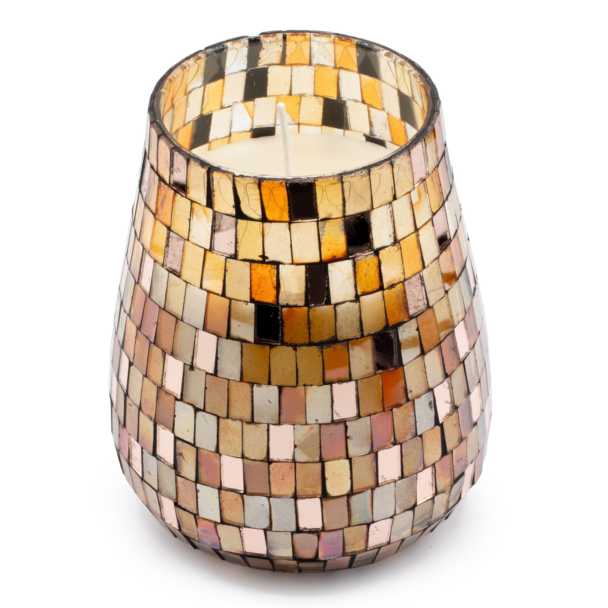 Tall Amber Glass Mosaic Candle 150-Hour Burn