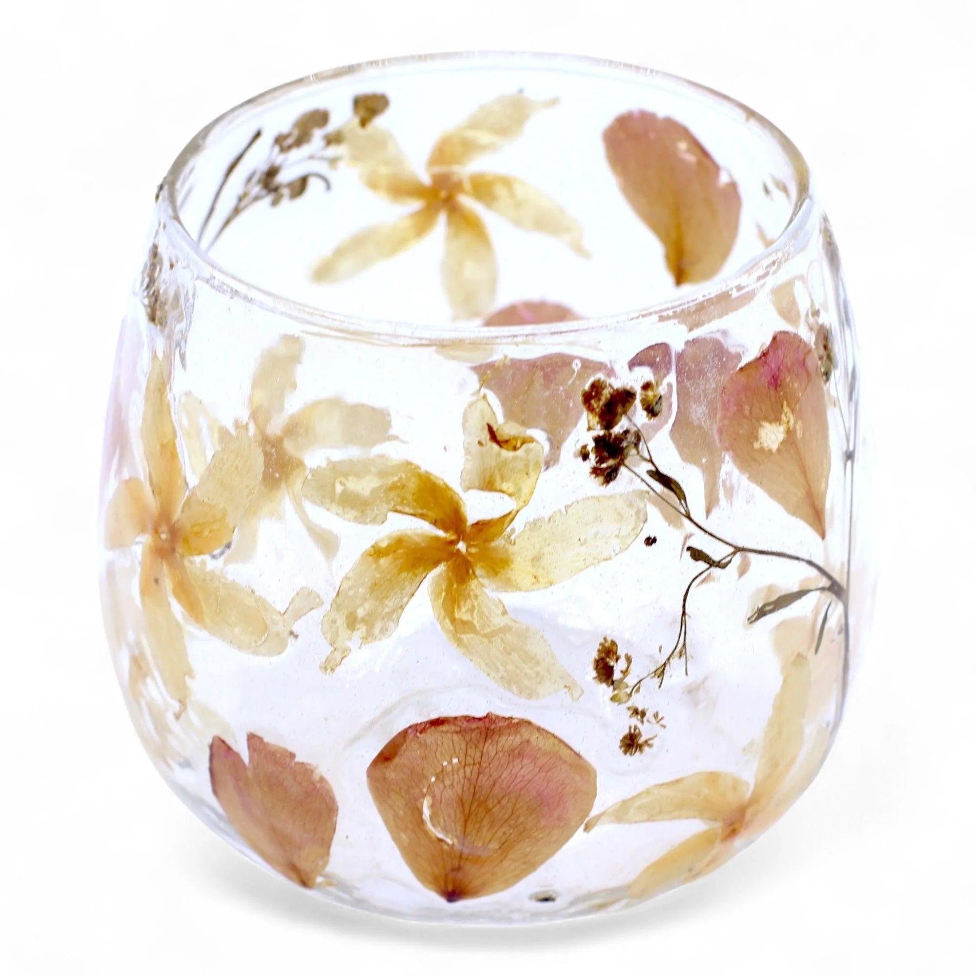 floral glass tea light holders