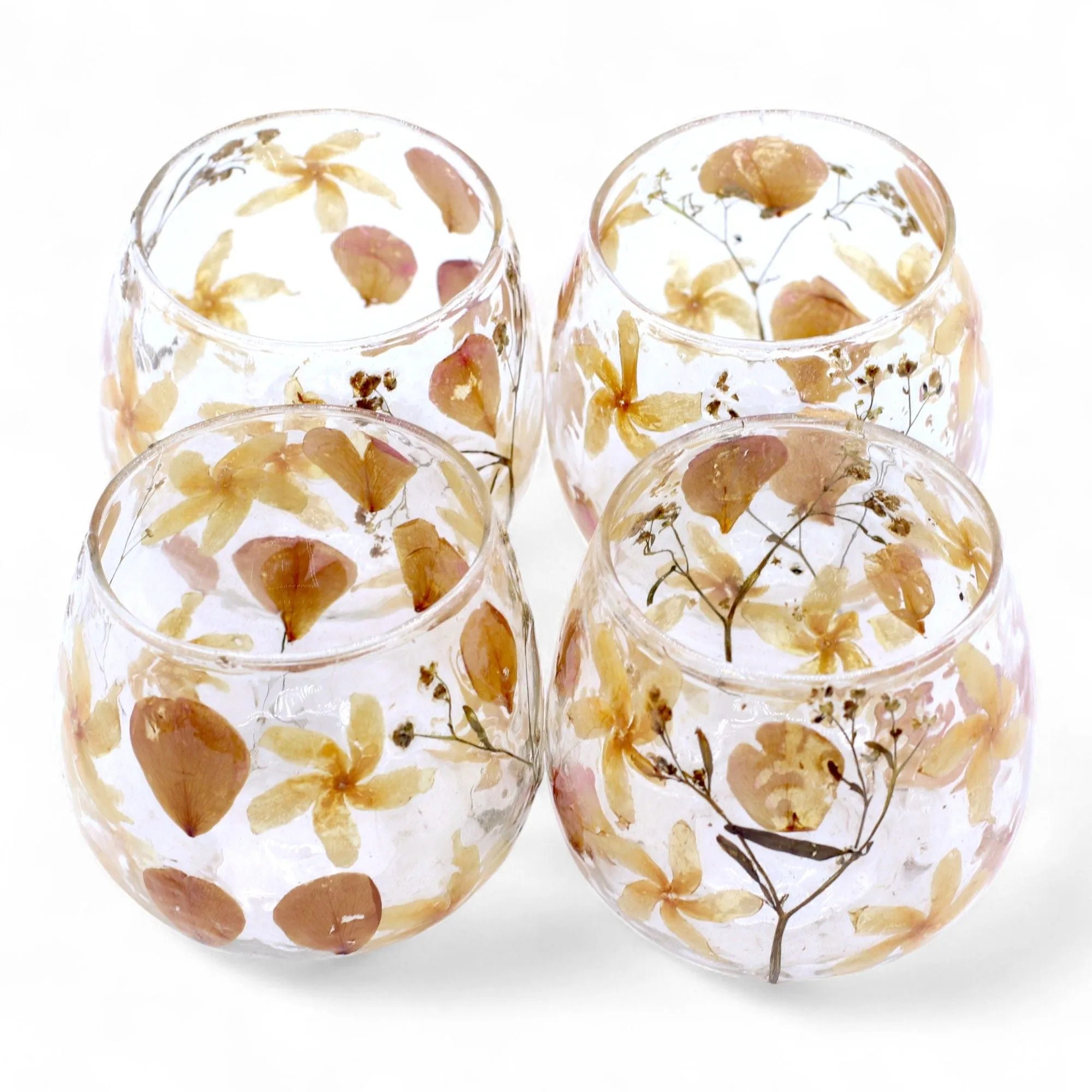 floral glass tea light holders