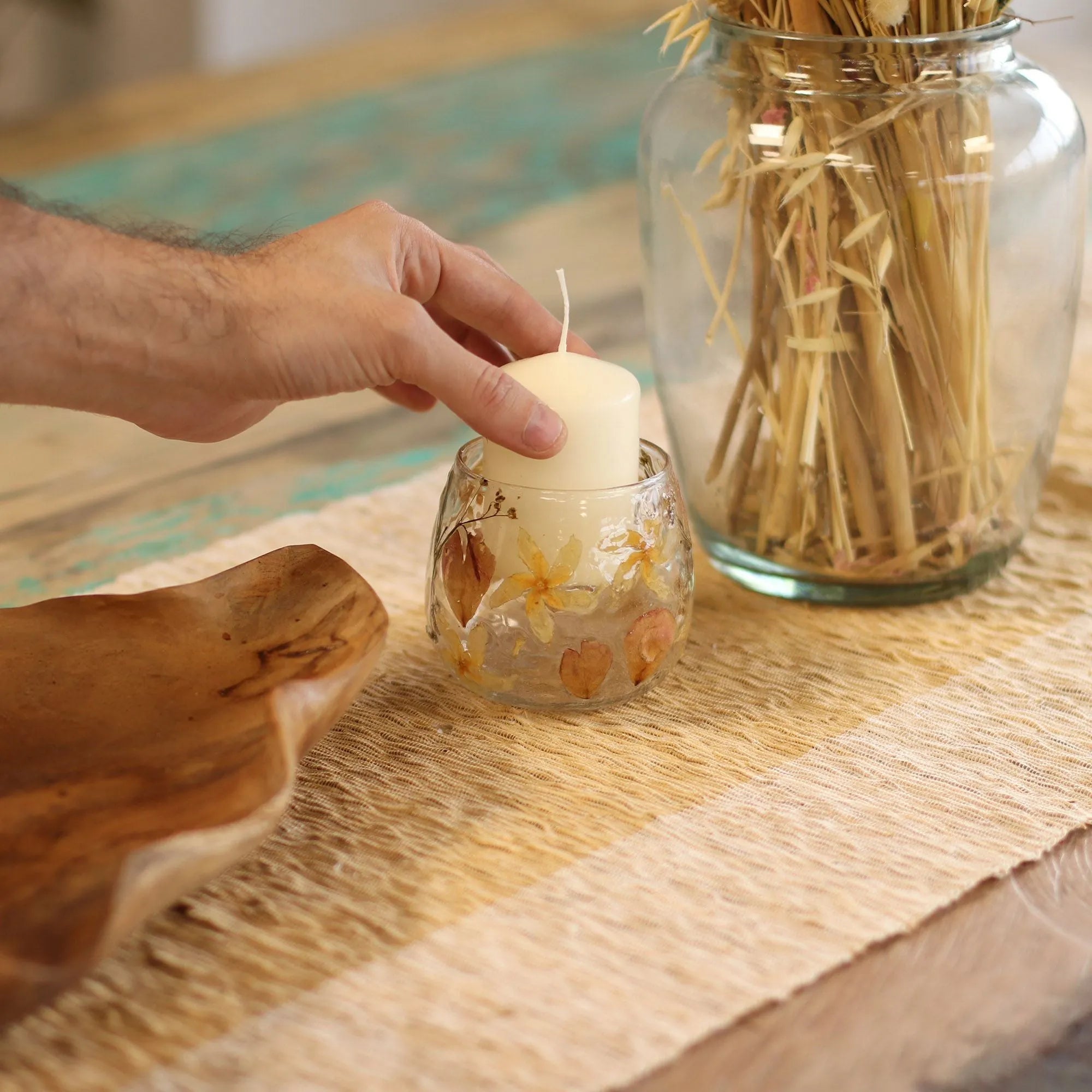 floral glass tea light holders