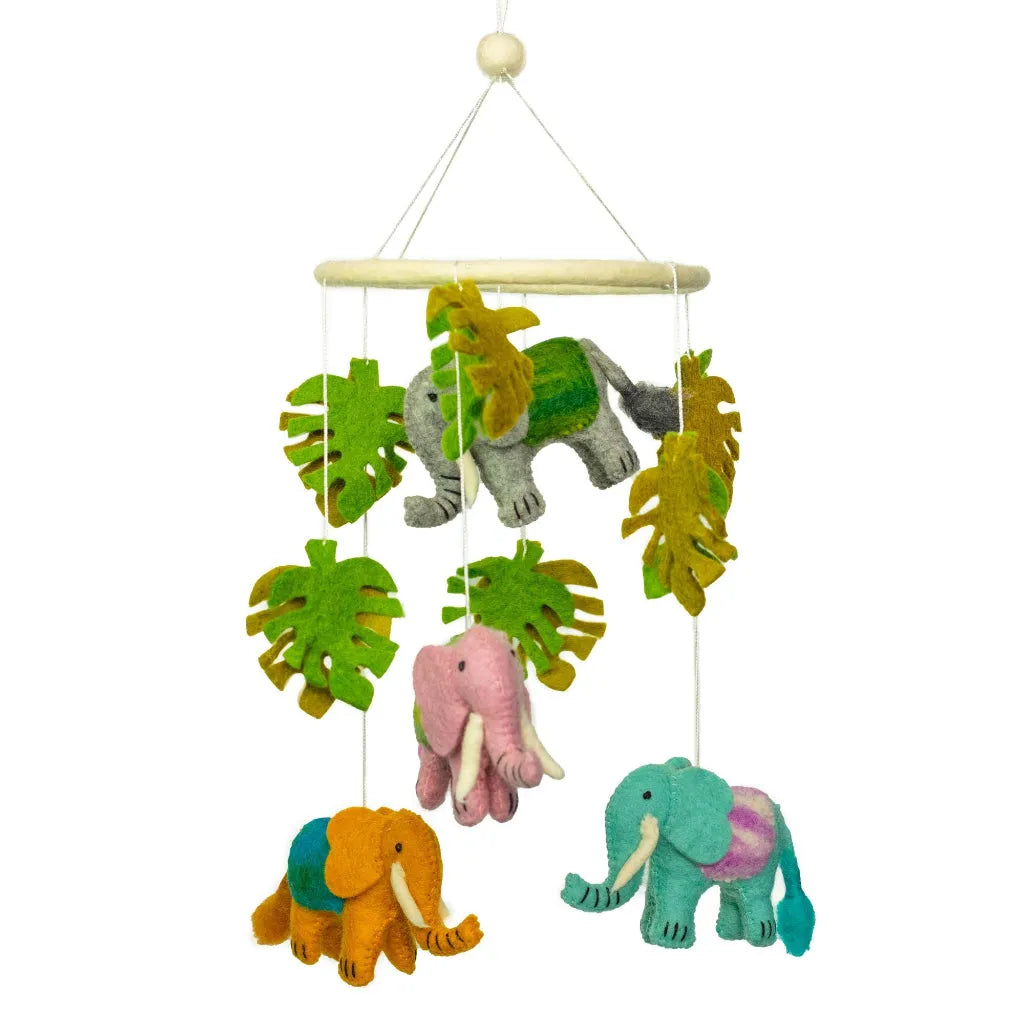 Ancient Wisdom Handmade Felt Mobile - Elephant Jungle Baby & Toddler > Baby Toys & Activity Equipment > Baby Mobiles > Handmade Felt Mobiles emmy-jane-boutique.myshopify.com