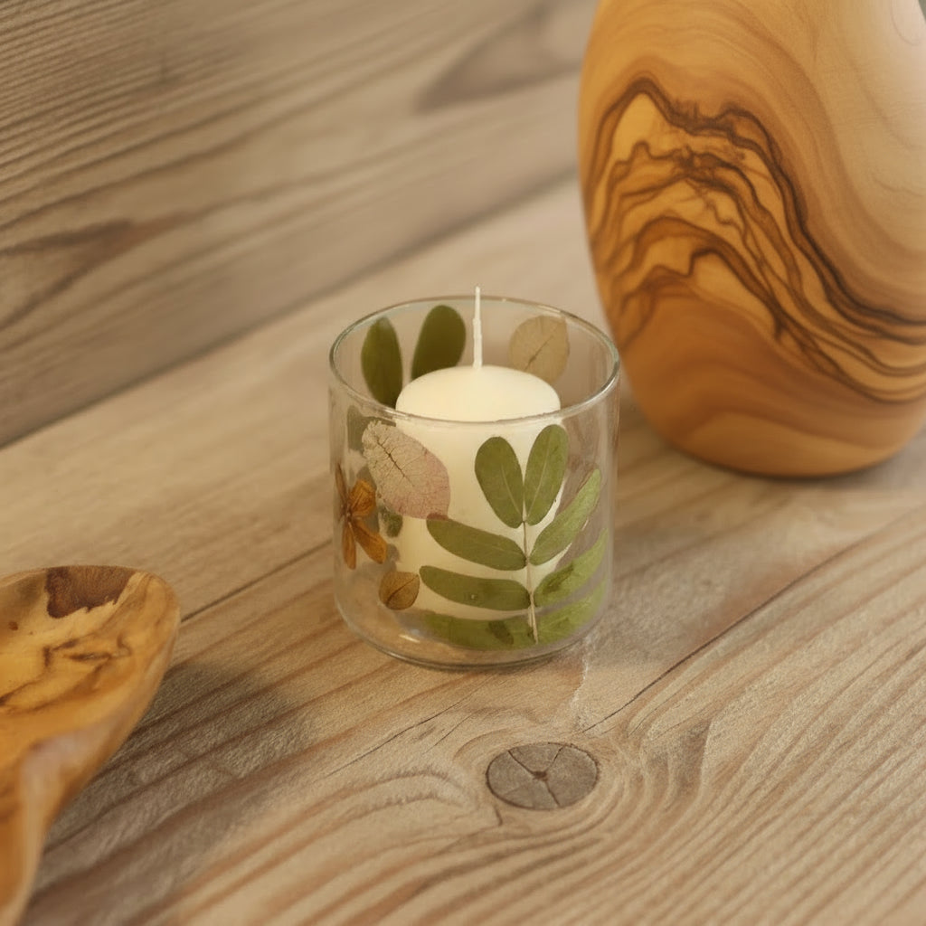 AW-Dropship Natural Floral Glass - Straight Candle Holder - Primavera -  (8x8cm) Natural Floral Glass Candle Holders emmy-jane-boutique.myshopify.com