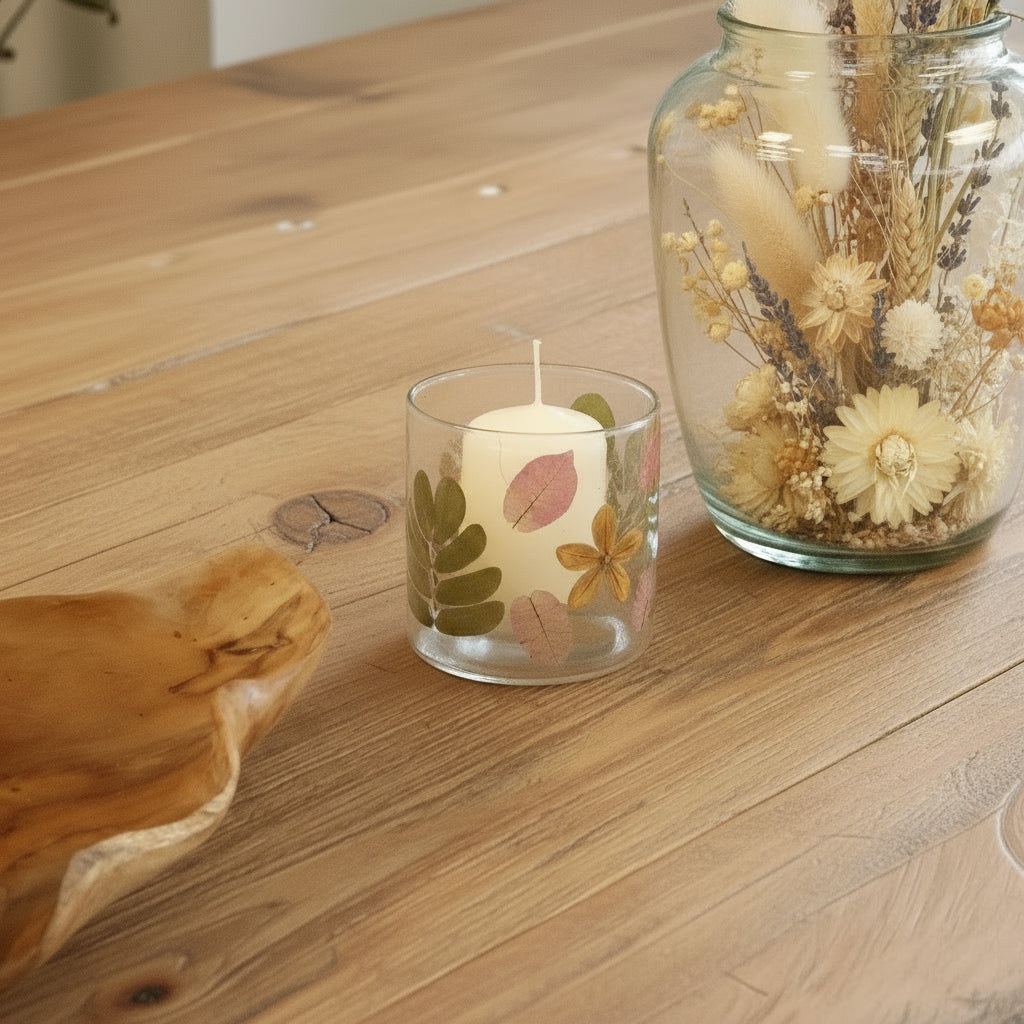 AW-Dropship Natural Floral Glass - Straight Candle Holder - Primavera -  (8x8cm) Natural Floral Glass Candle Holders emmy-jane-boutique.myshopify.com