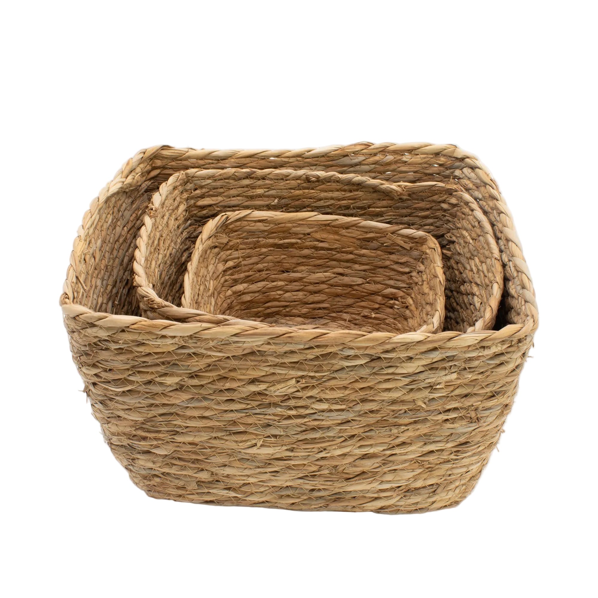 Set of 3 Woven Seagrass Storage Baskets