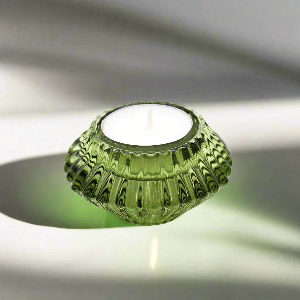 Ancient Wisdom Green Dinner Candle / Tealight Holder - Garden Jade Flower Flip Home & Garden > Decor > Home Fragrance Accessories > Candle Holders > Glass Candle Holders > Green Candle Holders emmy-jane-boutique.myshopify.com