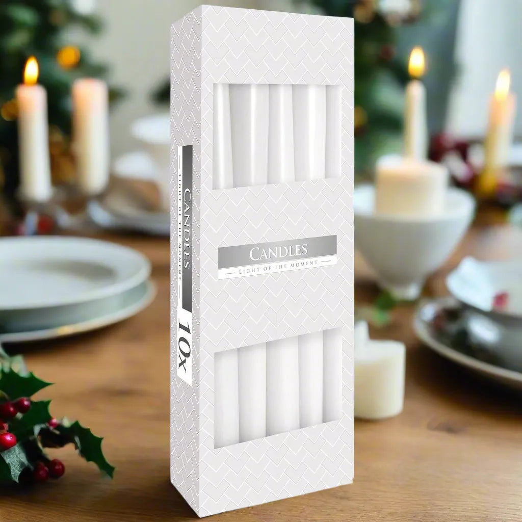 Ancient Wisdom Non Drip Taper Candles - White - Unscented Candles Box of 10 Home & Garden > Decor > Home Fragrances > Candles > Pack Of 10 Taper Candles > Non Drip Candles emmy-jane-boutique.myshopify.com