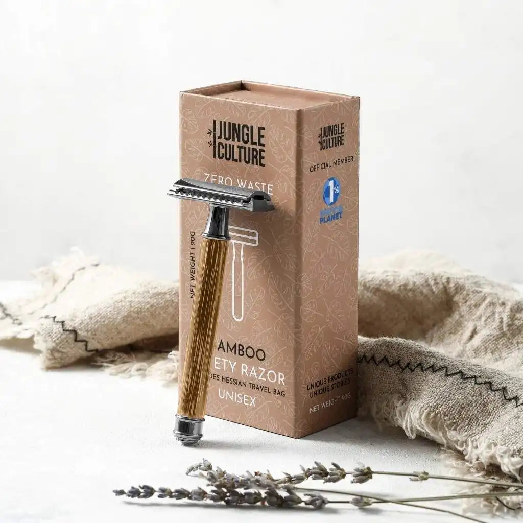 Jungle Culture Eco Bamboo Safety Razor -  Reusable Bamboo Razor & Jute Travel Bag Health & Beauty > Personal Care > Shaving & Grooming > Razors & Razor Blades > Eco-Friendly Razors > Zero Waste Razors emmy-jane-boutique.myshopify.com