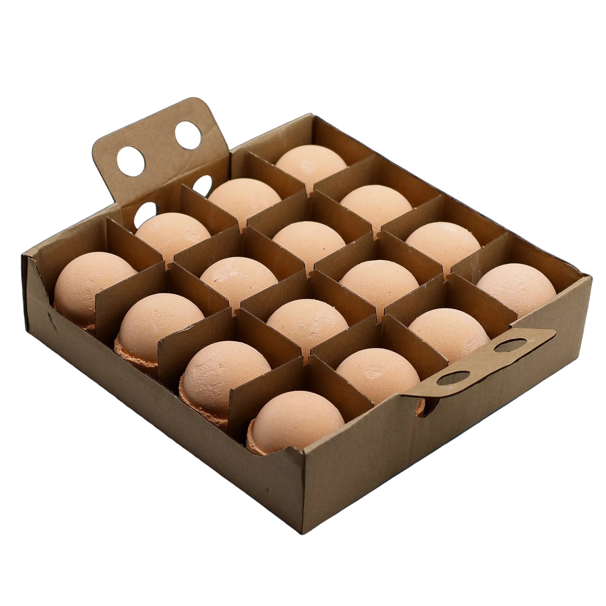 Cardboard carton with bathbomb on a white background