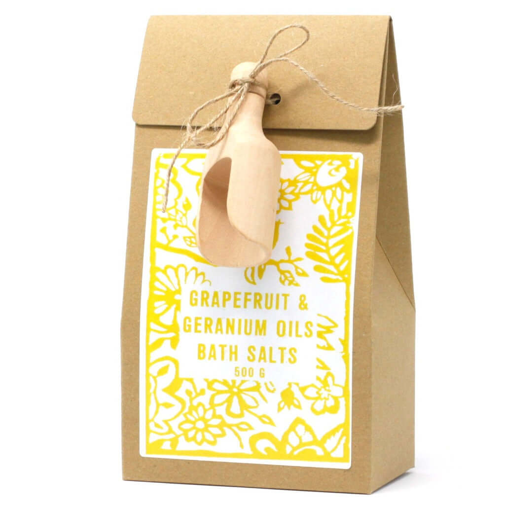 Emmy Jane - Natural Bath Salts - 500g Agnes & Cat - Vegan Friendly. Agnes & Cat bath salts are mixed and packed in small batches in our production room in Sheffield. We use natural and vegan-friendly ingredients. All bath salts are beautifully presented in a box with an attached wooden scoop.