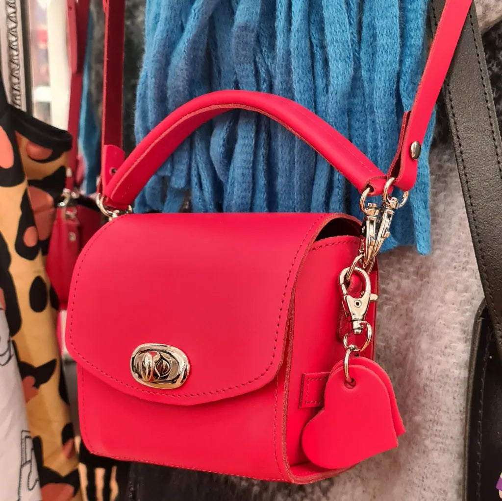 Zatchels Bauble Handmade Leather Handbag - Love Hearts - Pillar Box Red Clothing & Accessories > Handbags, Wallets & Cases > Handbags > Shoulder Bags > Handmade Leather Handbags > Red Handbags > 3 Way Bags Shoulder Cross Body Clutch emmy-jane-boutique.myshopify.com
