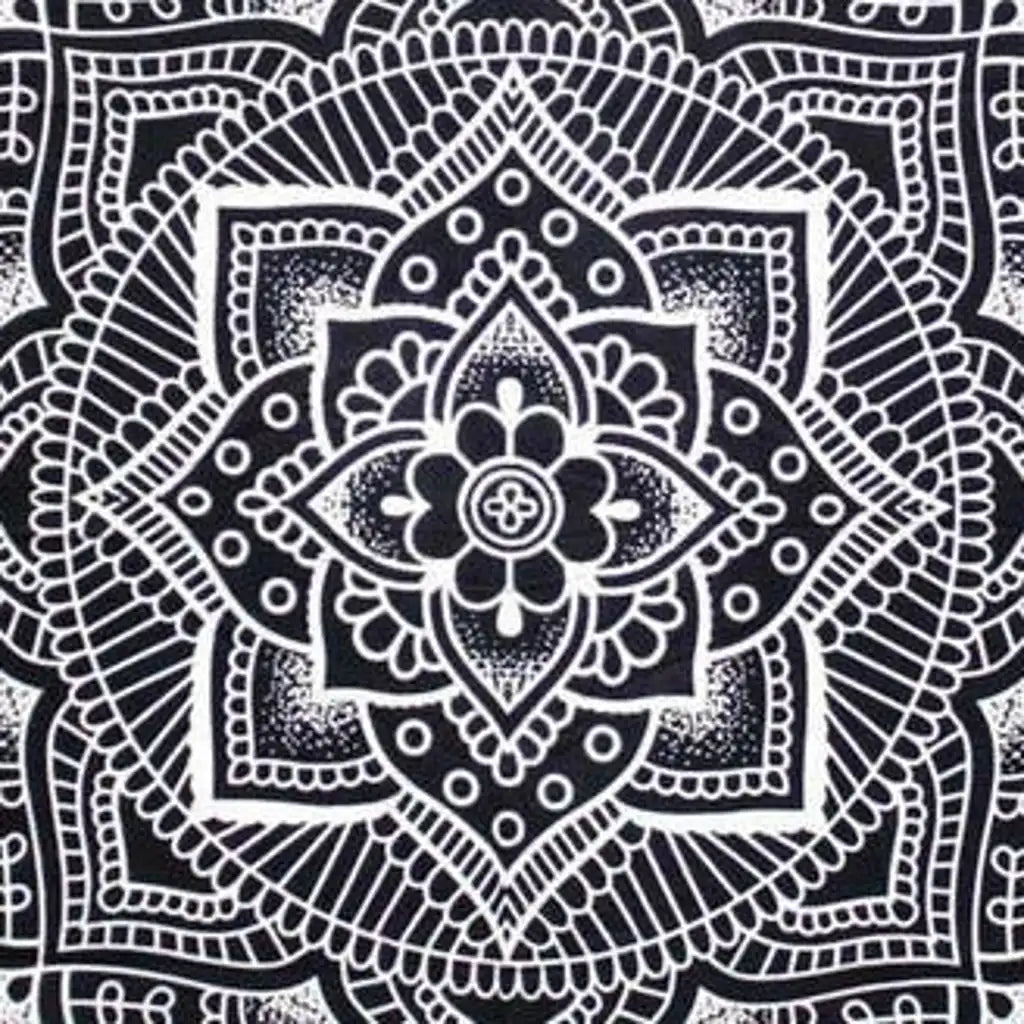 Ancient Wisdom Indian Cotton Bedspread Wall Hanging Double - Lotus Flower - Black & White Home & Garden > Linens & Bedding > Bedding > Cotton Bedspreads > Artisan Cotton Bedspread Wall Hanging > Mandala Black and White > Double Black and White Bedcover emmy-jane-boutique.myshopify.com