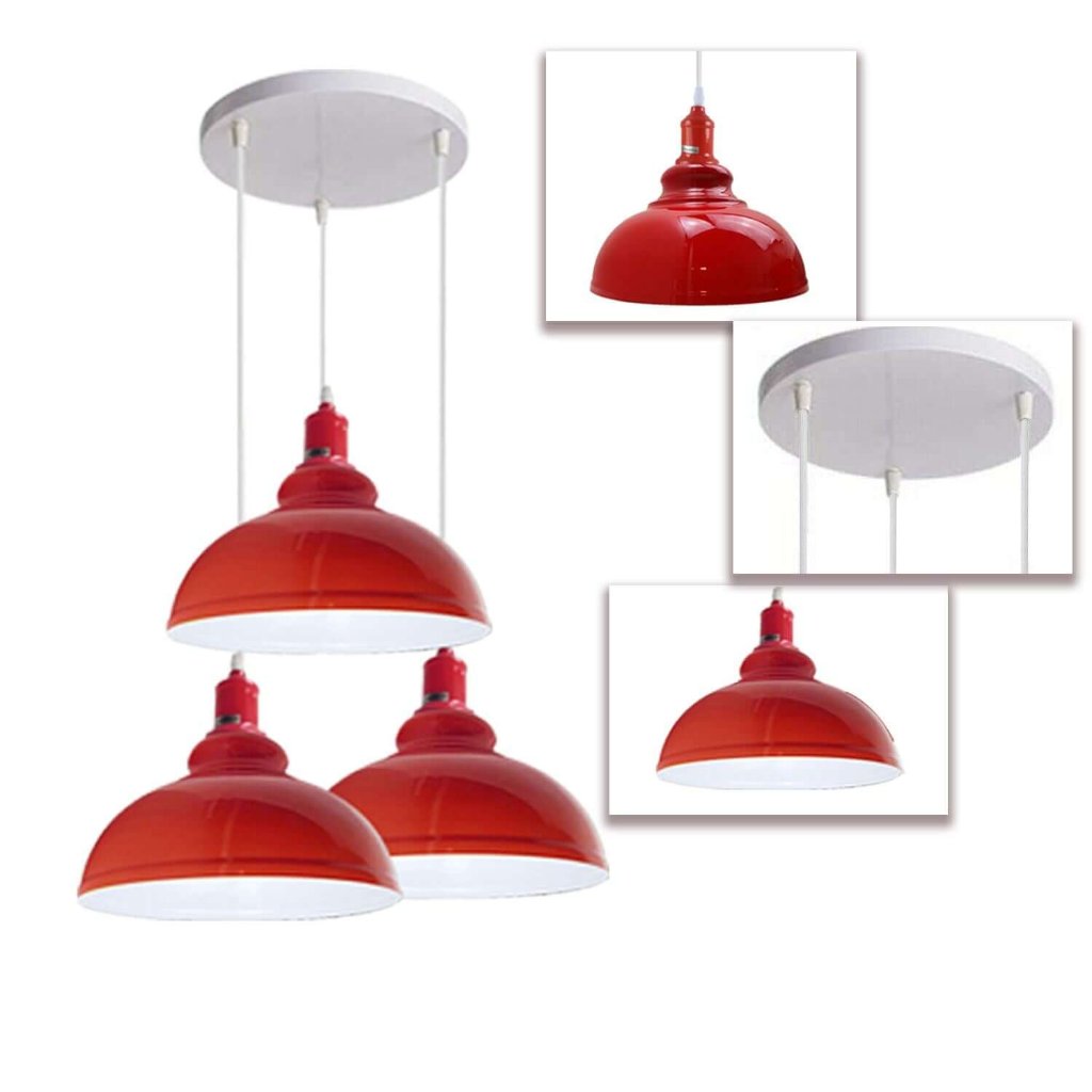 3 Ceiling lamp Pendant Cluster Light Modern Light Fitting Red/Black Lampshades~1356-15