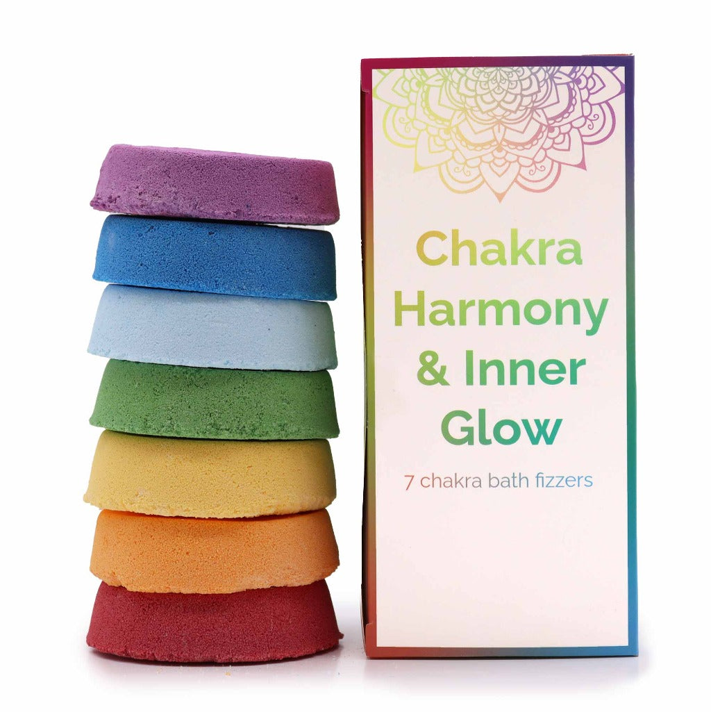 Emmy Jane - Ancient Wisdom - Bath Bomb Gift Set - Chakra Bath Fizzers Sets - Aromatherapy Bath Gift. Designed to strengthen specific aspects of your well-being and inner balance. Each Chakra Fizzer is crafted with specially chosen essential oils to unblock and harmonize each of the body's vital energy centres. Ideal for those seeking a holistic approach to self-care or as a unique gift for loved ones.