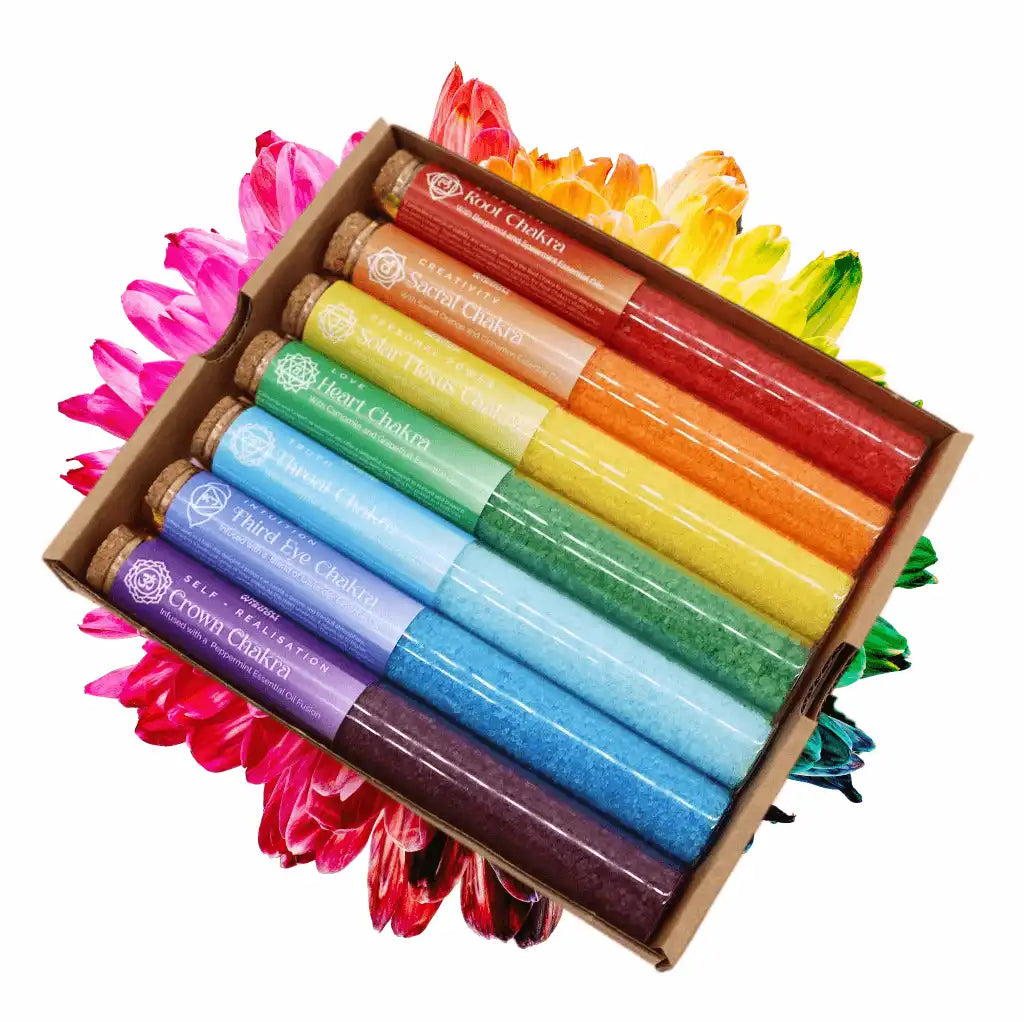 Ancient Wisdom Aromatherapy Bath Salt Gift Set - Chakra Bath Salts & Essential Oils Health & Beauty > Personal Care > Cosmetics > Bath & Body > Bath Additives > Bath Salts > Bath Salts Gift Sets > Aromatherapy Bath Salt Gift Set > Chakra Bath Salts & Essential Oils emmy-jane-boutique.myshopify.com