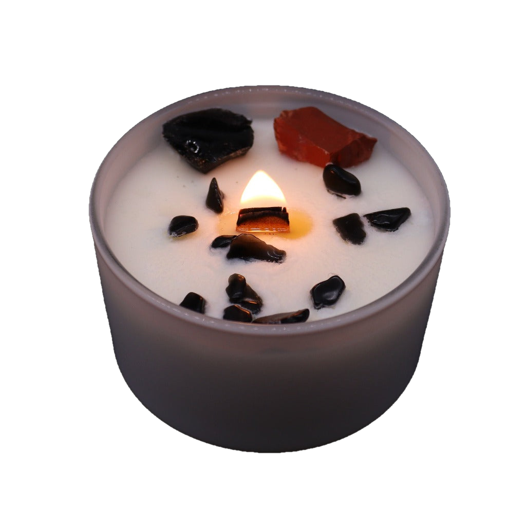 Crystal Candles - Chakra - Scented Soy Wax Jar Candles Infused With Gemstones