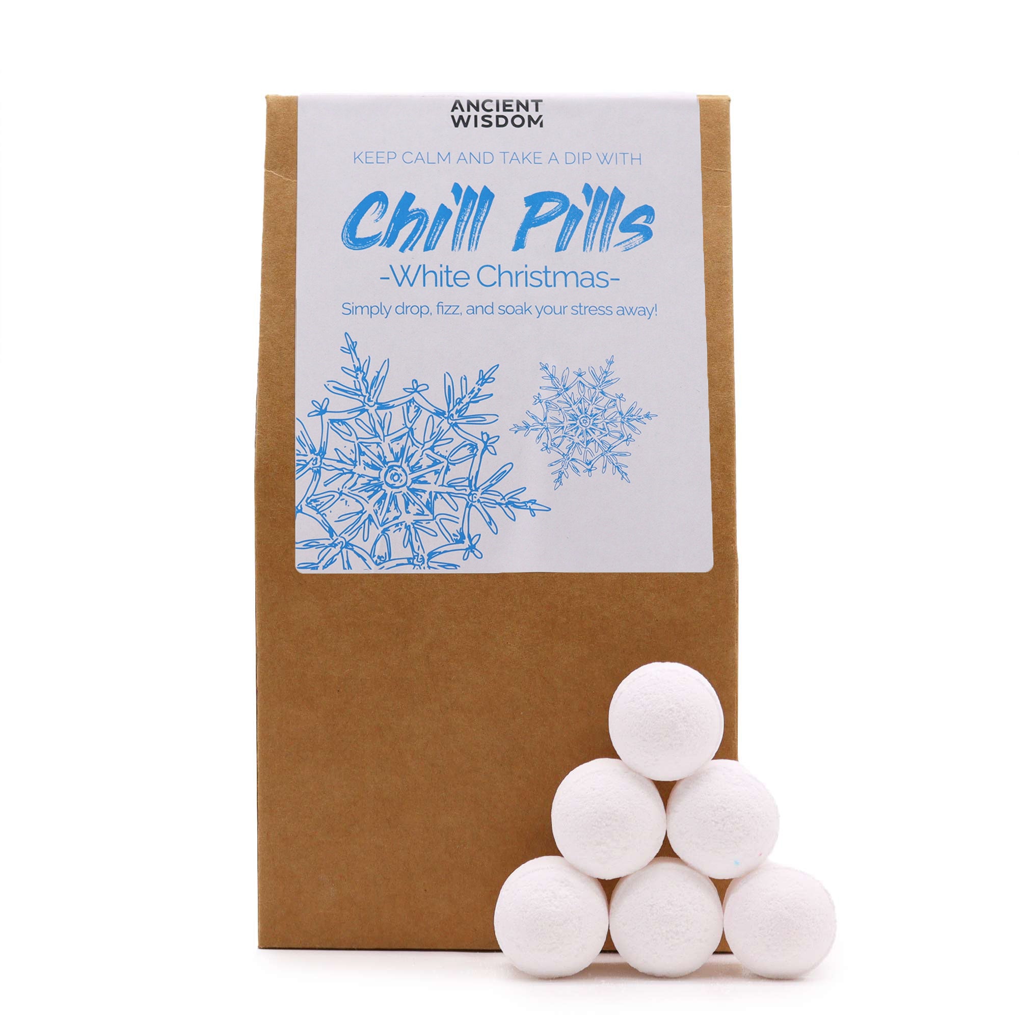 Christmas Bath Bombs - Festive Chill Pills Xmas Gift - Plastic-Free & Vegan