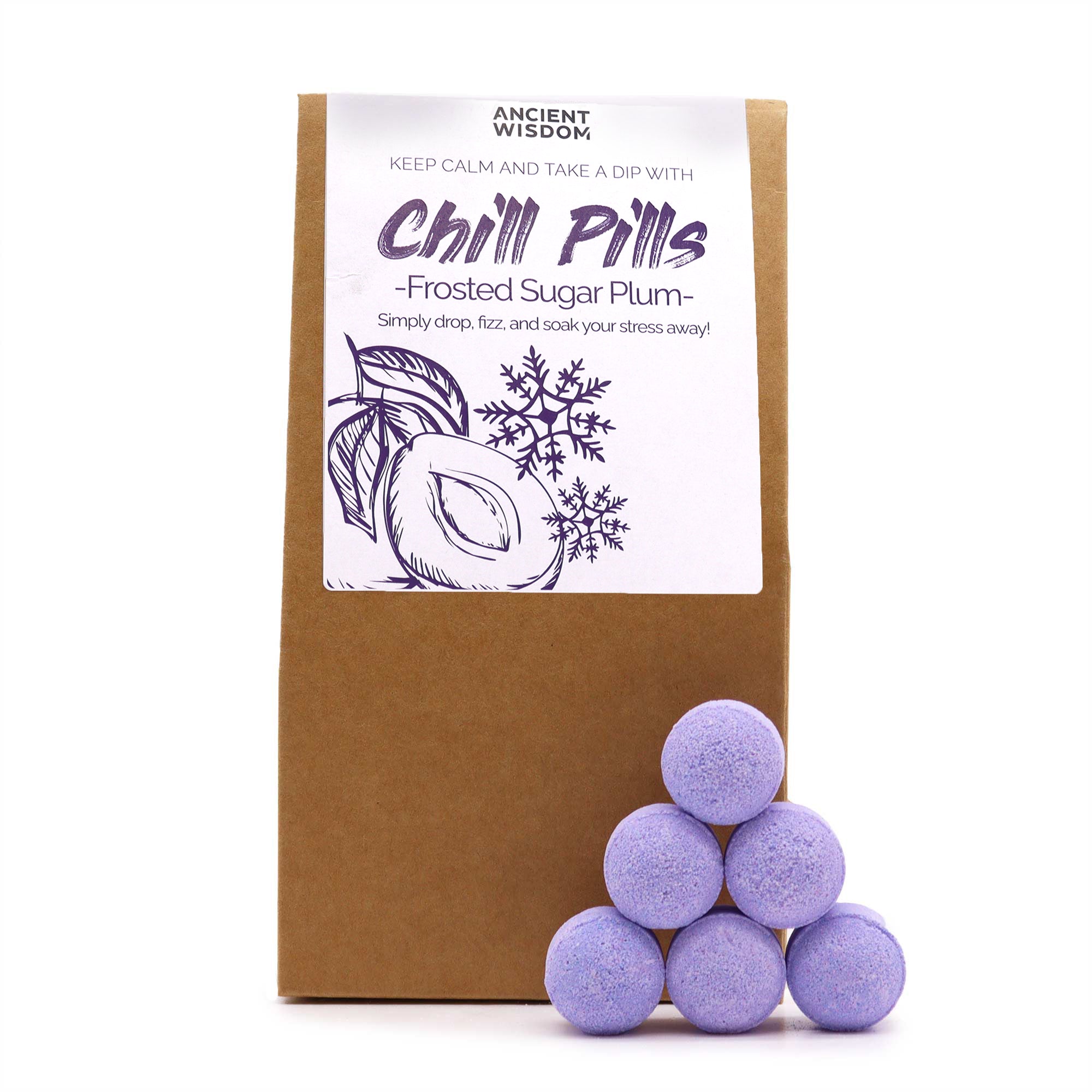 Christmas Bath Bombs - Festive Chill Pills Xmas Gift - Plastic-Free & Vegan