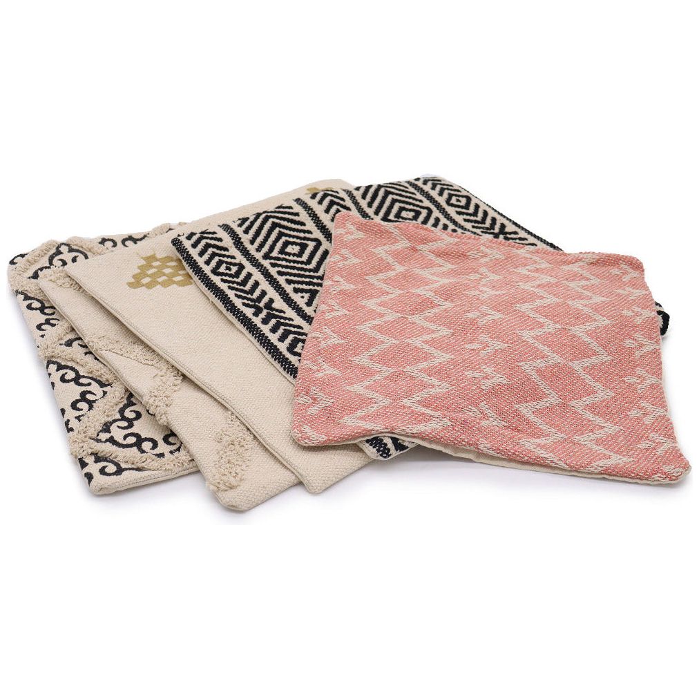 Emmy Jane Boutique Classic Indian Cotton Cushion Covers - Geometric Designs & Neutral Colours