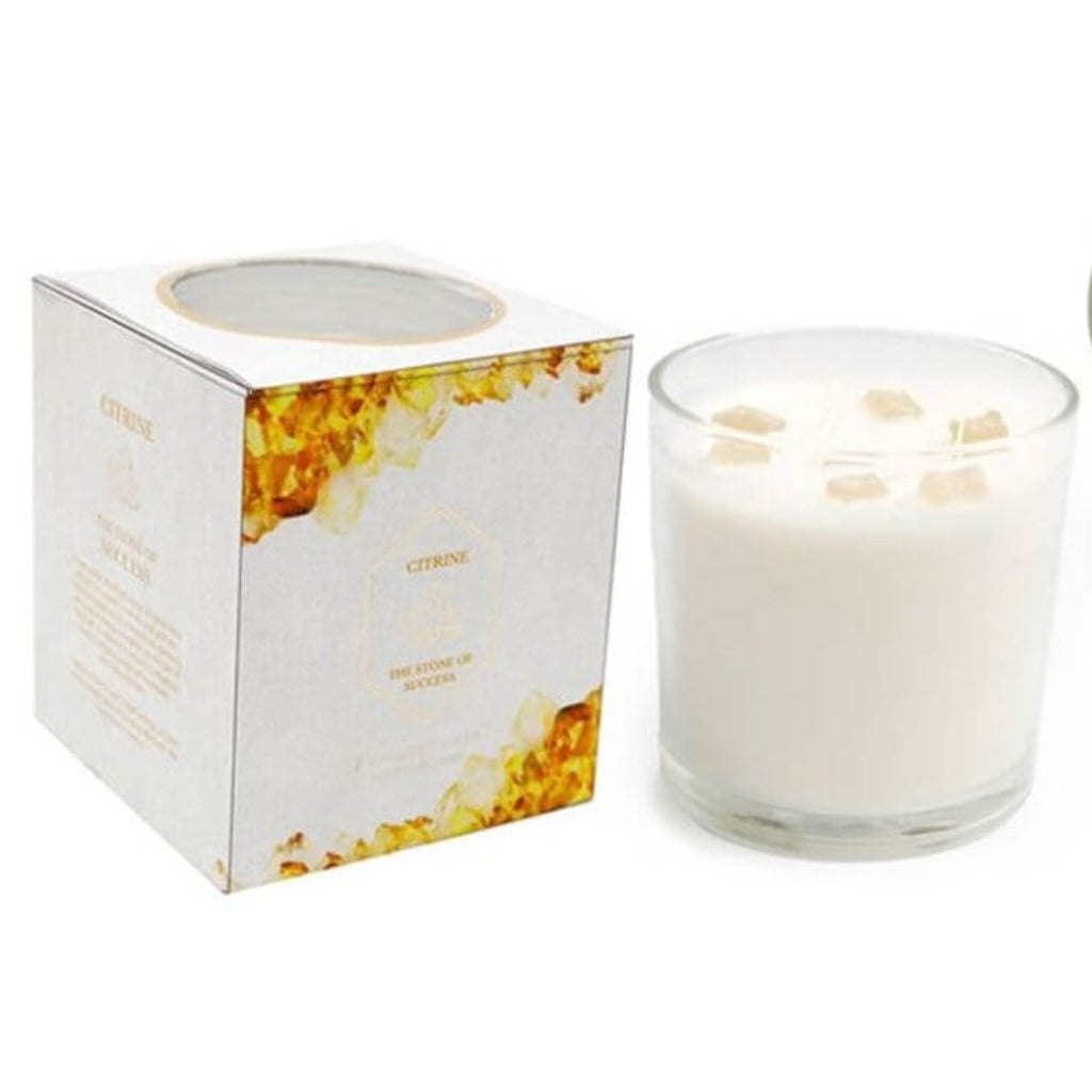 Summer Garden Candle with Yellow Citrine Crystals