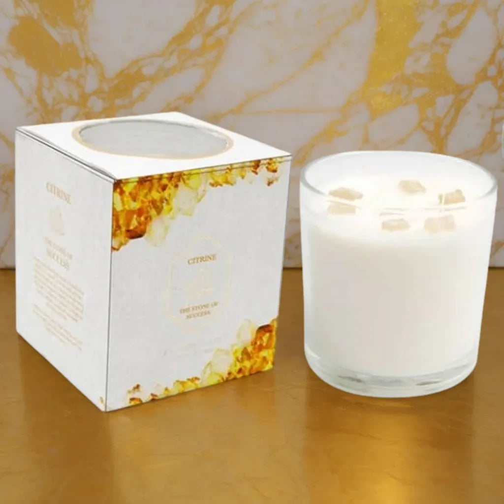 Summer Garden Candle with Yellow Citrine Crystals