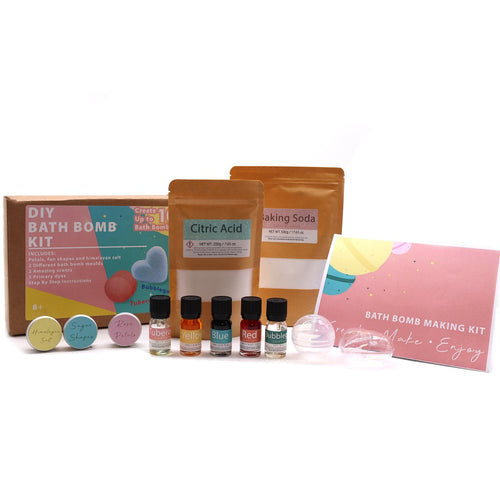 Bath Bomb Kit - Make Your Own Bath Bombs Set - DIY Bath Bomb Gift Set. Made in England, this kit is designed to awaken your senses and elevate the bath time experience. With this fun and exciting kit, you can create up to 10 bath bombs and experiment with various aroma combinations provided in the kit