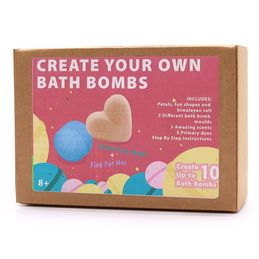 Bath Bomb Kit - Make Your Own Bath Bombs Set - DIY Bath Bomb Gift Set. Made in England, this kit is designed to awaken your senses and elevate the bath time experience. With this fun and exciting kit, you can create up to 10 bath bombs and experiment with various aroma combinations provided in the kit