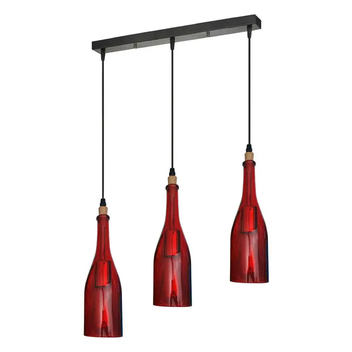 LEDSone Industrial Wine Bottle Cluster Pendant Light - 3 Glass Lampshade Home & Garden > Lighting > Lighting Fixtures > Ceiling Light Fixtures > Ceiling Lights > Pendant Lights > Glass Bottle Lights emmy-jane-boutique.myshopify.com