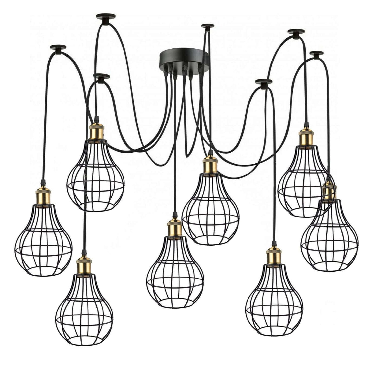 Vintage Industrial 8 Black Way Vintage Pendant Ceiling Pendant Light Chandelier Metal Vase Shape Shade Indoor Hanging Light Fitting~1179-7