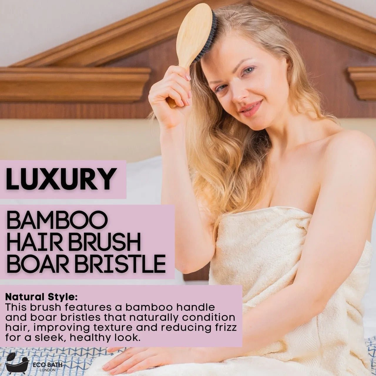 Eco Bath London Eco Bath London Bamboo Hair Brush with Boar Bristles - Eco-Friendly Detangling Hairbrush for All Hair Types Accessories emmy-jane-boutique.myshopify.com