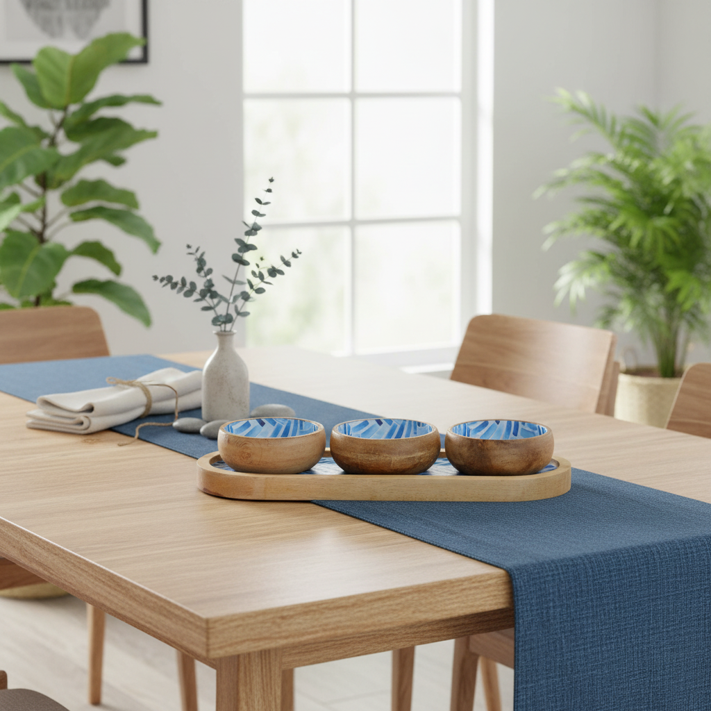 Mango Wood Bowls & Trays Blue Handmade & Sustainably Sourced