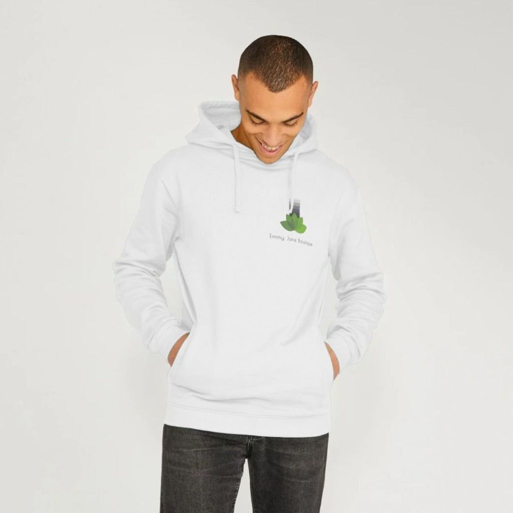 White Ejb eco Mens Organic Cotton Hoodie - Vegan Friendly