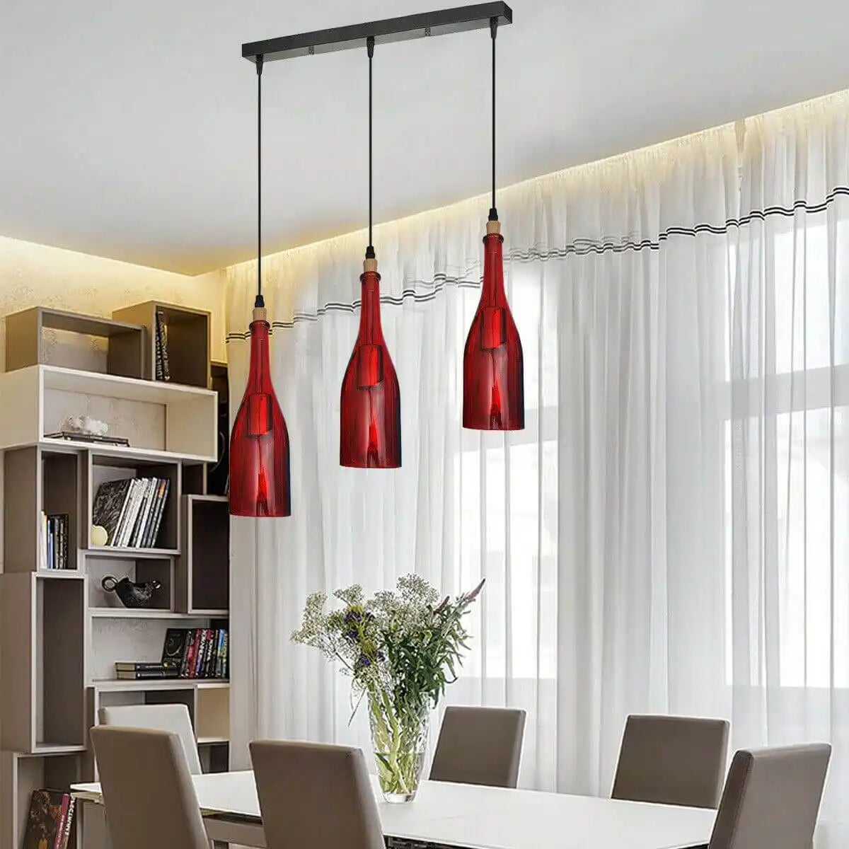 LEDSone Industrial Wine Bottle Cluster Pendant Light - 3 Glass Lampshade Home & Garden > Lighting > Lighting Fixtures > Ceiling Light Fixtures > Ceiling Lights > Pendant Lights > Glass Bottle Lights emmy-jane-boutique.myshopify.com