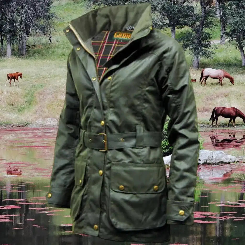 Game Antique Waxed Jacket - Game Cantrell Padded Apparel & Accessories > Clothing > Outerwear > Coats & Jackets > Quilted Wax Jacket > Game Wax Jacket > Womens Waxed Cotton Coat emmy-jane-boutique.myshopify.com