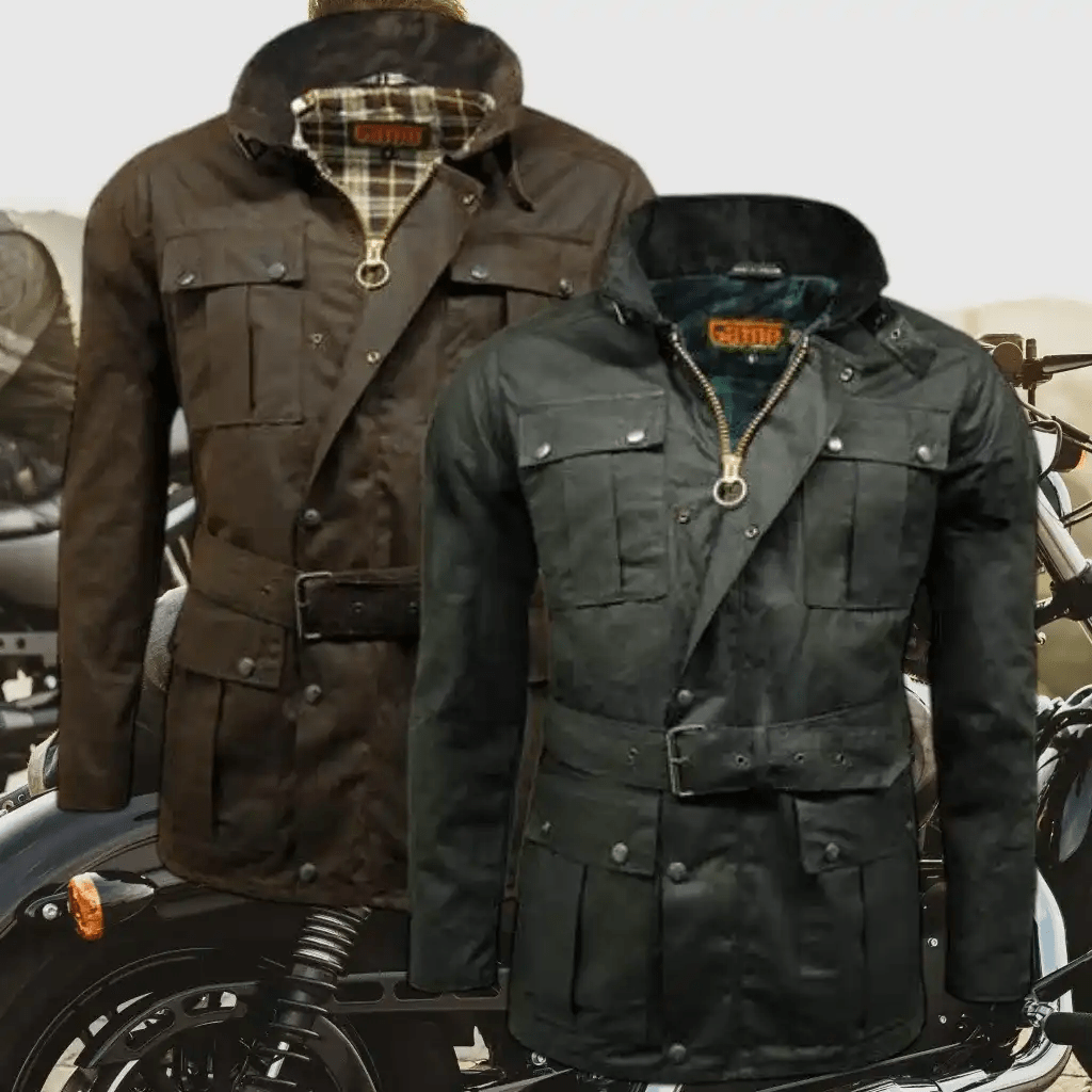 Game Motorcycle Wax Jacket - Game Continental Apparel & Accessories > Clothing > Outerwear > Coats & Jackets > Quilted Wax Jacket > Game Continental Jacket > Mens Waxed Cotton Coat emmy-jane-boutique.myshopify.com