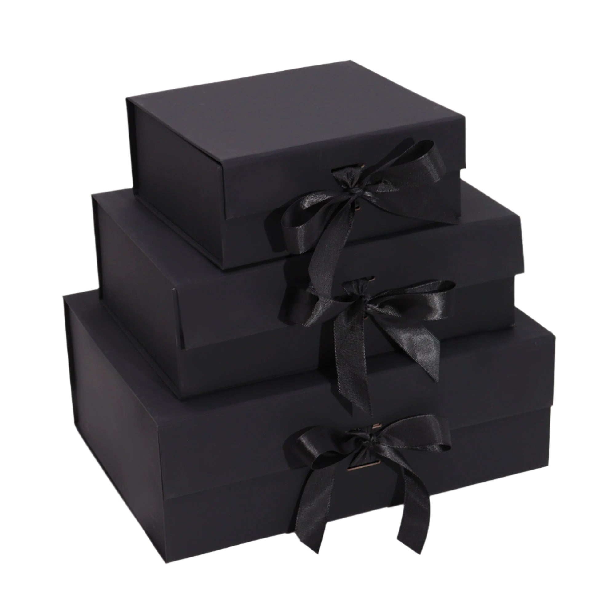 Flat-Packed Gift Boxes with Ribbons - 3 Sizes 5 Colours