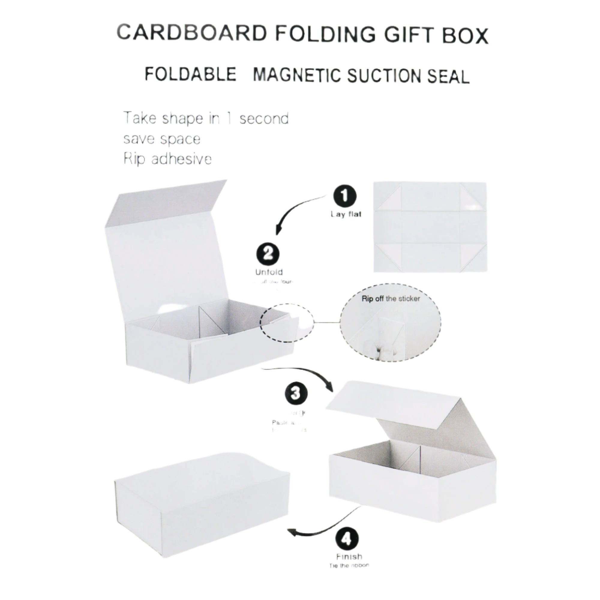 Flat-Packed Gift Boxes with Ribbons - 3 Sizes 5 Colours