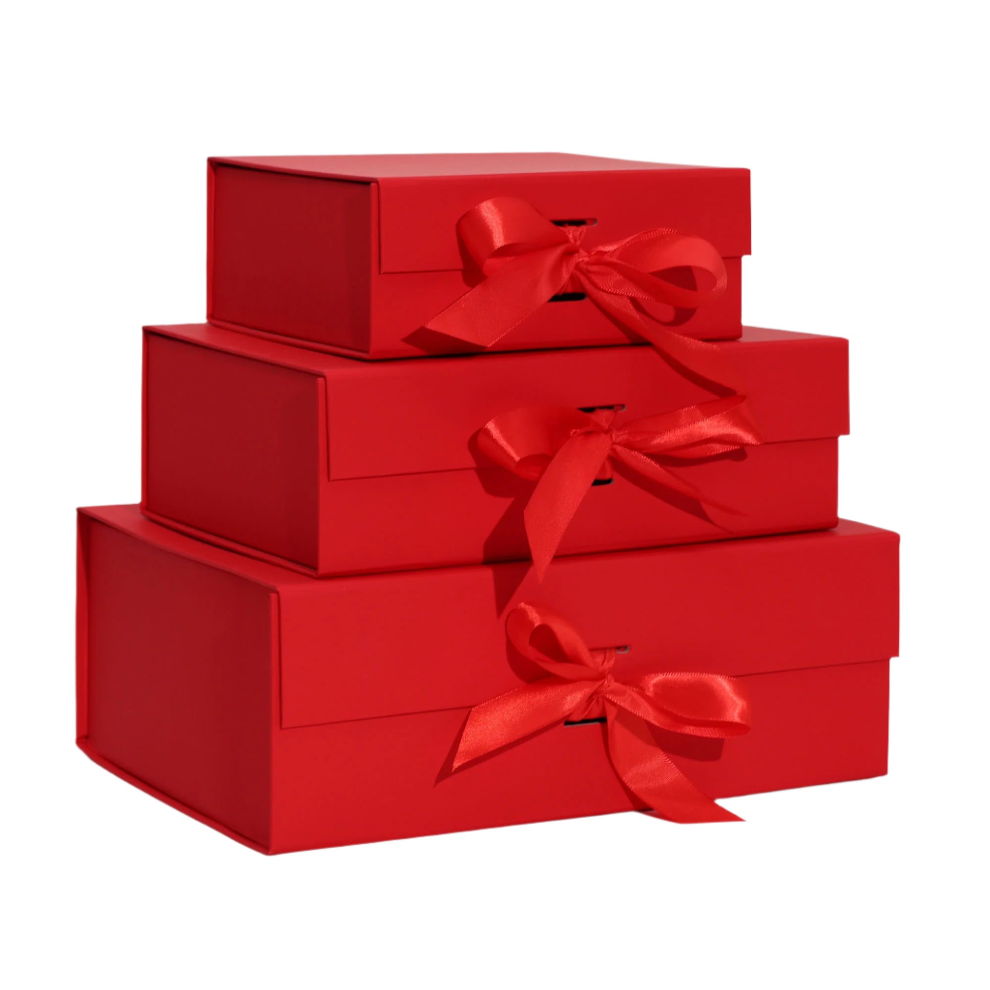 Flat-Packed Gift Boxes with Ribbons - 3 Sizes 5 Colours