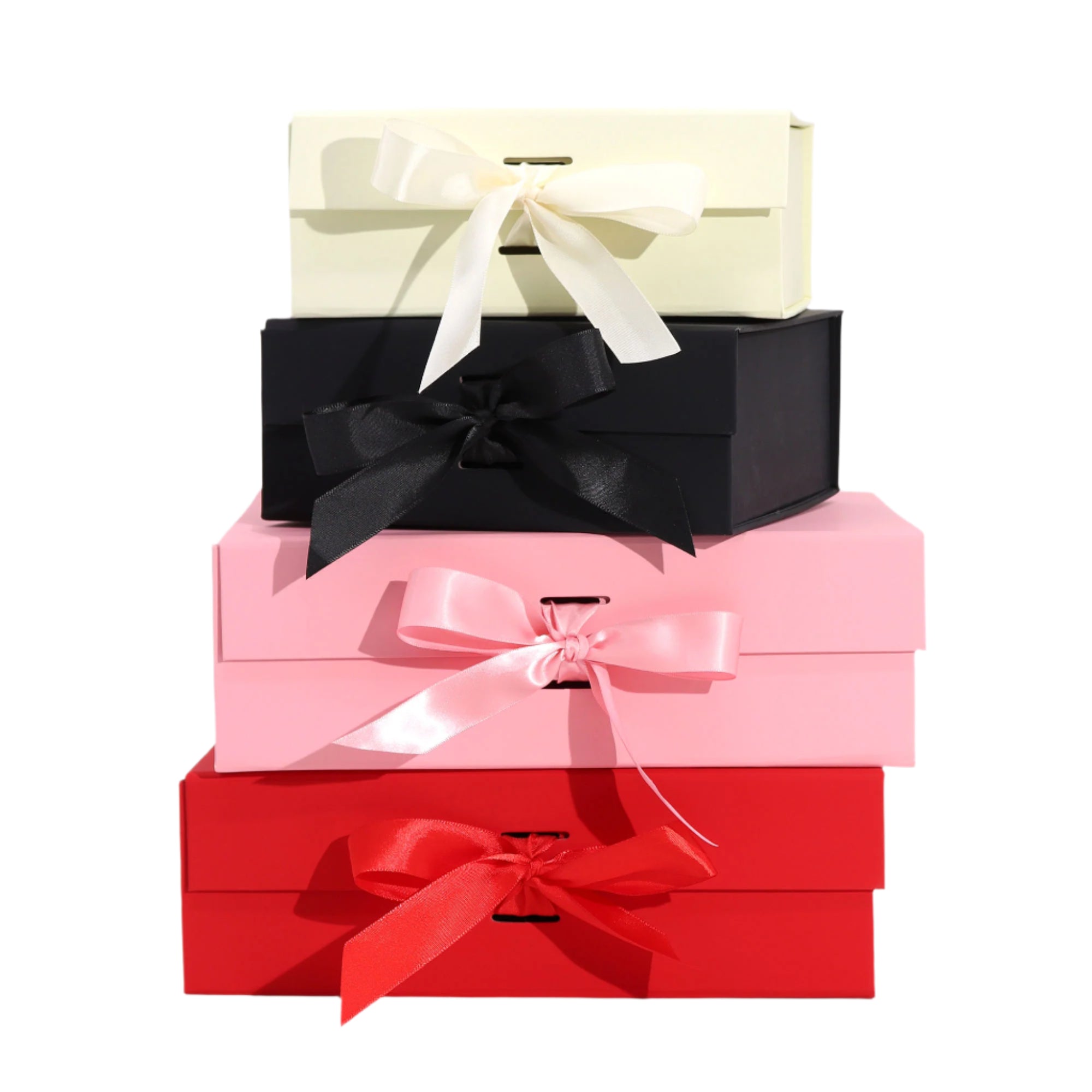 Flat-Packed Gift Boxes with Ribbons - 3 Sizes 5 Colours