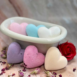 Emmy Jane - Bath Bombs Gift Sets- Heart Bathbombs - Romantic Gift Sets. Looking for a romantic gesture? A Valentine's Day gift, a self-care treat, a unique birthday present, or a Mother's Day gift. This range includes 4 different scents: French Lavender, Passion Fruit, Ylang & Rose, and Bubblegum. Our heart-shaped bath bombs are designed to drop some fizz and love into your bathtub.