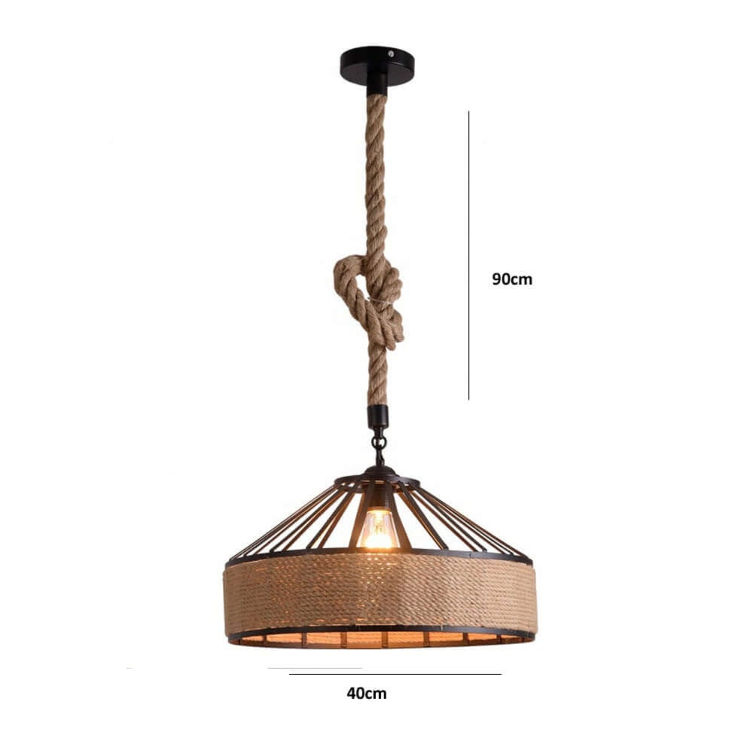 Vintage Retro Industrial Loft Hemp Rope 40cm Iron Pendant Ceiling Light Retro Lamp~2122-4