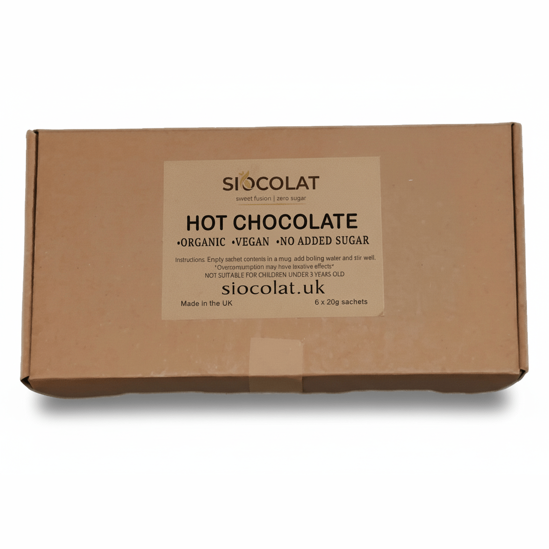 Box of Siocolat hot chocolate on a white background