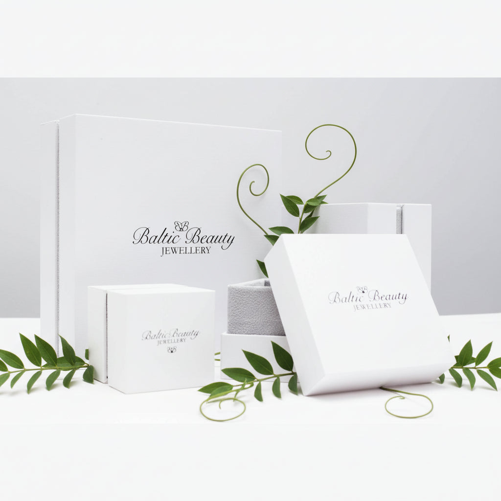 Baltic Beauty Jewellery packaging on a white background