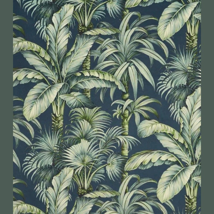 Tropical leaf pattern on a dark blue background