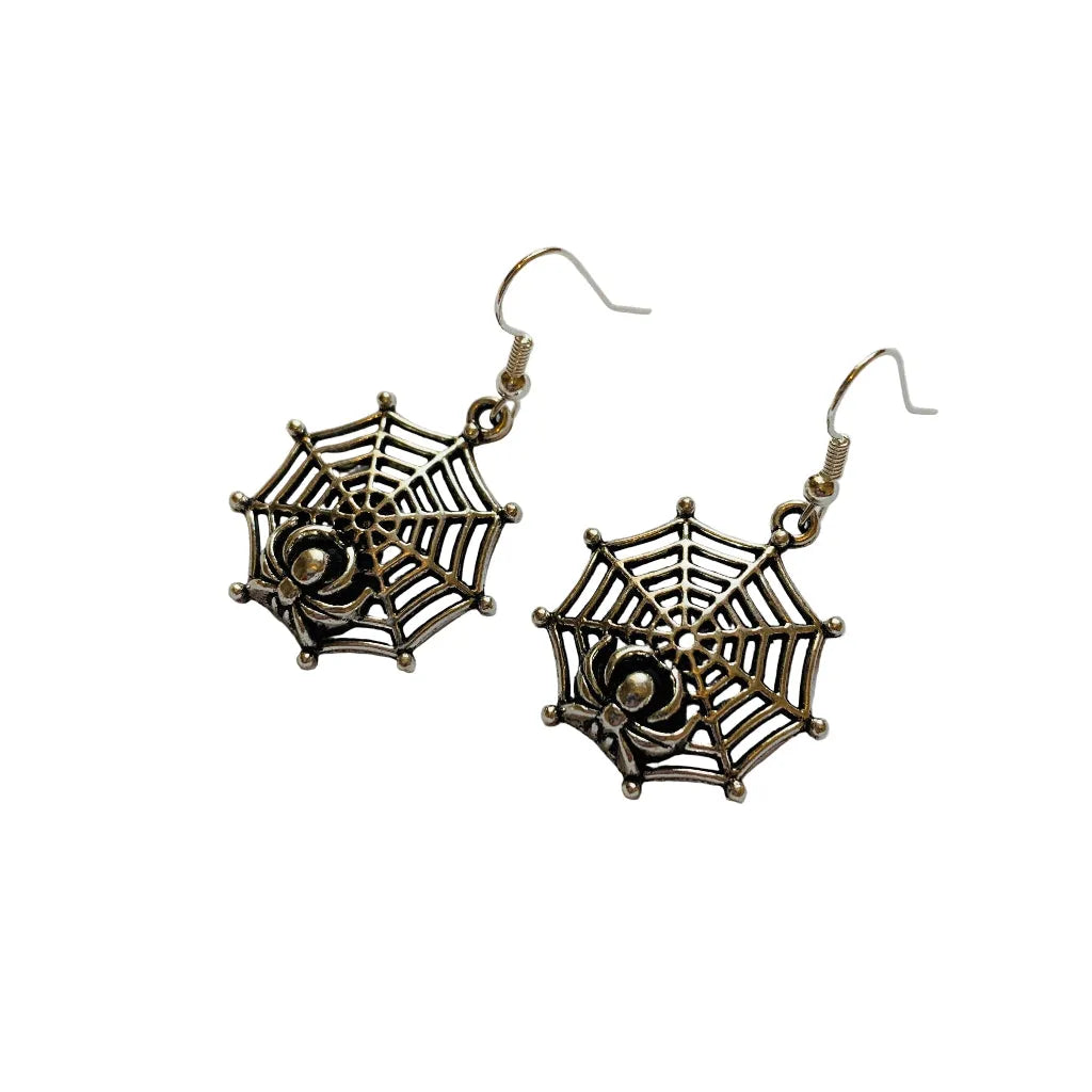 Ears by Emily Silver Spider Web Halloween Earrings - Silver Plated Clothing & Accessories > Jewellery & Watches > Earrings > Womens Earrings > Drop Earrings > Womens Drop Earrings > Halloween Earings > Spider Earings emmy-jane-boutique.myshopify.com