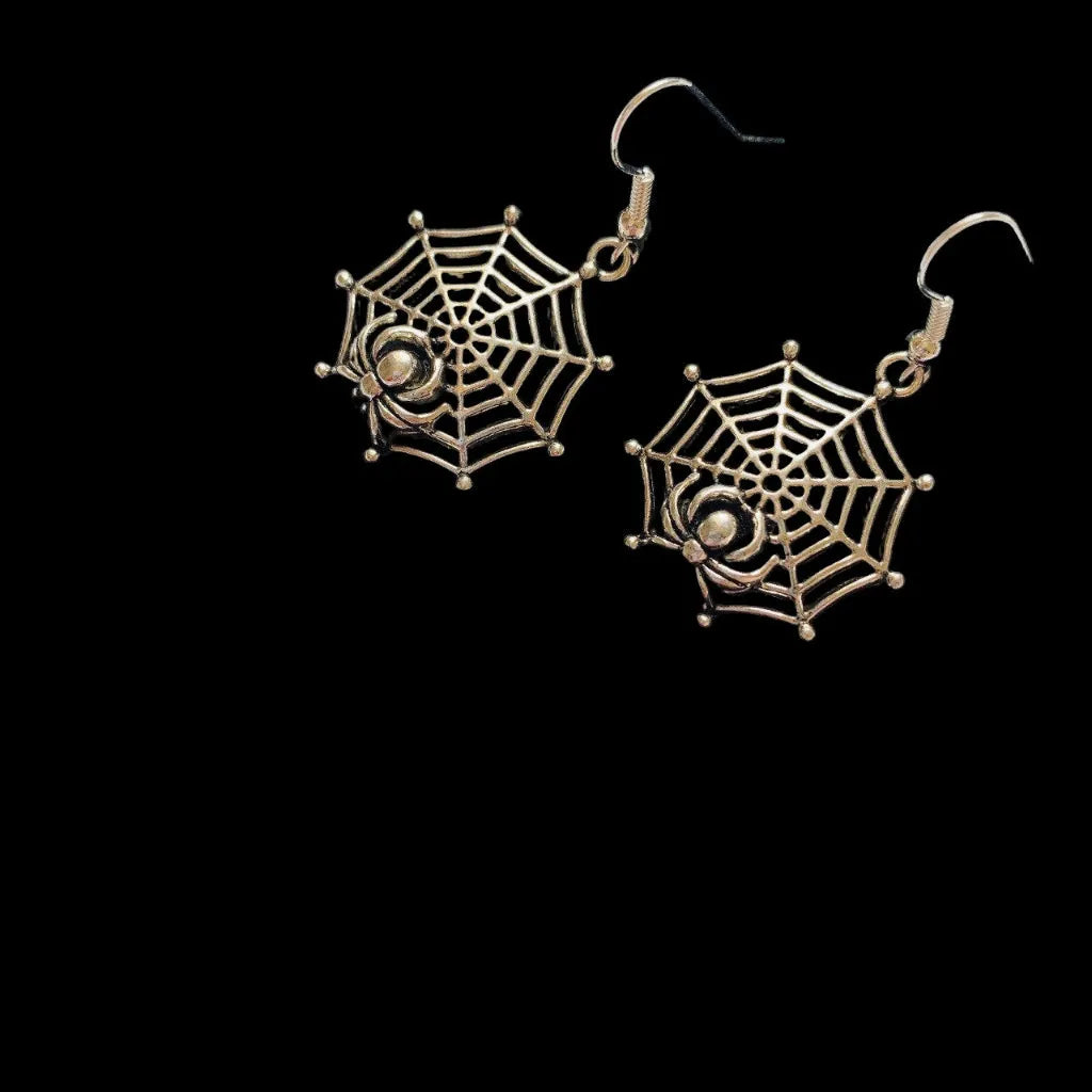 Ears by Emily Silver Spider Web Halloween Earrings - Silver Plated Clothing & Accessories > Jewellery & Watches > Earrings > Womens Earrings > Drop Earrings > Womens Drop Earrings > Halloween Earings > Spider Earings emmy-jane-boutique.myshopify.com